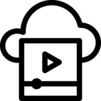 Vector illustration of cloud media icon in line art.