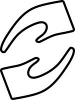 Line art illustration of hand shake icon. vector