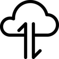 Cloud data storage icon in line art. vector