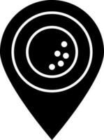 Map pin icon with golf ball in flat style. vector