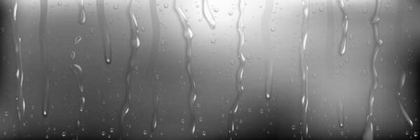 Rain water drops on wet window glass vector