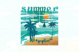 Summer vacation beach t shirt design vector