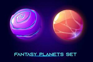 Fantastic space planets for ui galaxy game vector