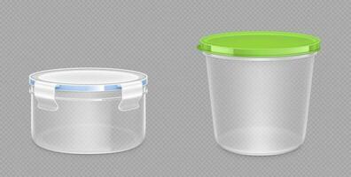 Round plastic food containers with clipping path vector