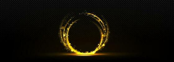 Circle of gold light glow with bokeh effect vector