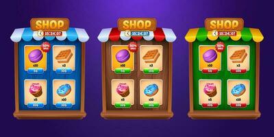 Ui game store frame interface with button cartoon vector