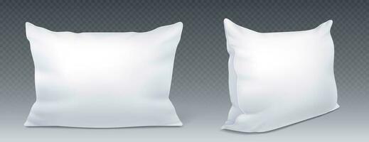 White rectangular pillow realistic, top side view vector