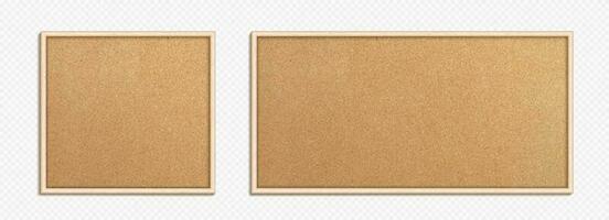 Realistic 3d vector cork board with wood frame