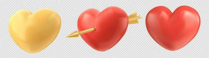 3d gold and red heart balloon icon with arrow vector