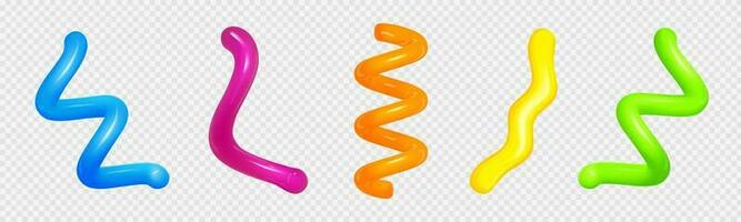 Realistic set of colorful 3D spiral lines vector