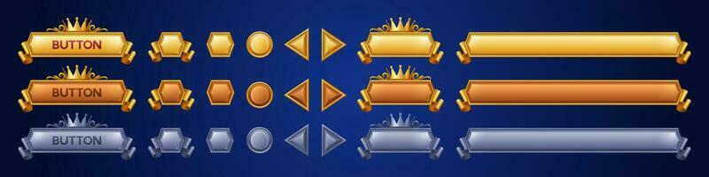 Royal game buttons animation set vector