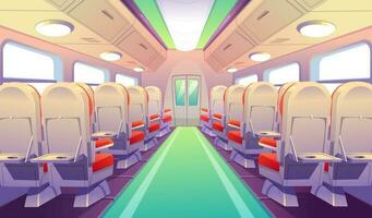 Empty bus, train or airplane interior with chairs vector