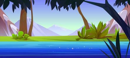 River in forest and mountain view landscape vector