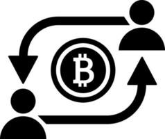 Vector illustration of man exchange bitcoin icon.