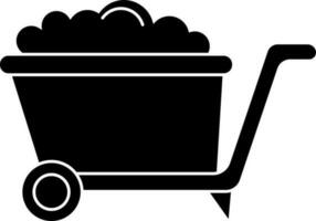 Black and white wheelbarrow icon. vector