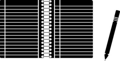 Illustration of open notebook and pencil. vector