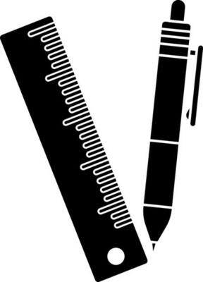 Icon of pen and scale in illustration.