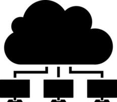 Desktop connected cloud server glyph icon or symbol. vector