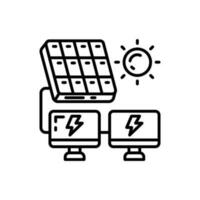 Solar Powered Computer icon in vector. Illustration vector