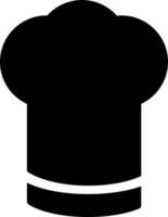 Black chef hat in flat style. Glyph icon or symbol. vector