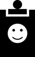 Smile symbol on clipboard icon or symbol. vector