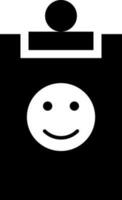 Smile symbol on clipboard icon or symbol. vector