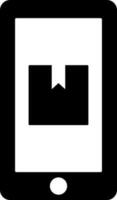 Delivery Box on Smartphone Screen glyph icon in flat style. vector