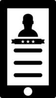 User rating app in smartphone. Glyph icon or symbol. vector