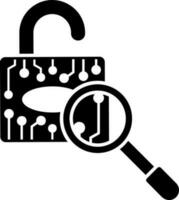 Illustration of search encryption glyph icon. vector