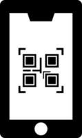 QR code scanner on smartphone screen icon in flat style. vector