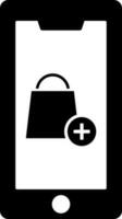 Add to Shopping App in Smartphone icon. vector