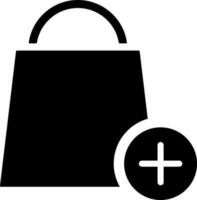 añadir a compras bolso glifo icono en plano estilo. vector