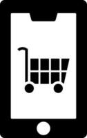 Online Shopping App in Smartphone glyph icon. vector