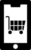 Online shopping app in smartphone icon. vector