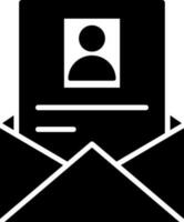 User mail or envelope glyph icon in flat style. vector