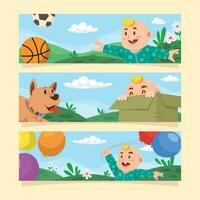 Baby Boy Activities Banner Set vector