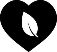 White leaf on black heart. vector