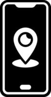 Location app in smartphone glyph icon. vector