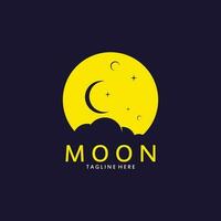 creciente Luna logo modelo en plano estilo vector