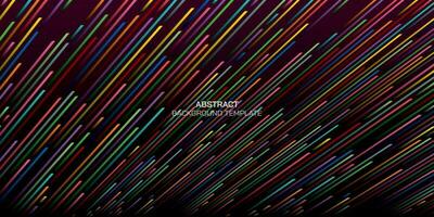 Abstract 1970's style colorful stripes pattern on dark purple background with blank space. vector