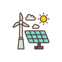 Solar Wind Power icon in vector. Illustration vector