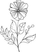 Wild flowers drawings, Wild flowers Set on the doodle art, coloring page vector sketch hand-drawn illustrations, and beautiful botanical element, Delicate Flowers Print. artistic flowers set.