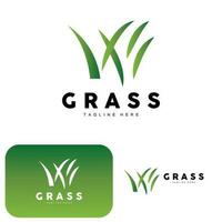 Green Grass Logo Design, Farm Landscape Illustration, Natural Scenery Vector