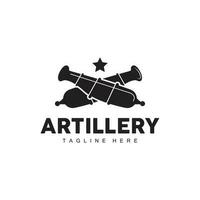 Cannon Logo, Vector War Weapon Army Altilery, Minimalist Vintage Icon Design