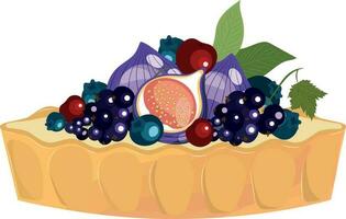 Fruit and berry tart. Dessert. Cake. High quality vector illustration.