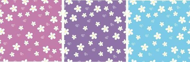 Set of three flower patterns. High quality vector illustration.