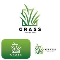 Green Grass Logo Design, Farm Landscape Illustration, Natural Scenery Vector