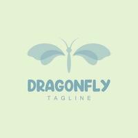 Dragonfly Logo, Flying Animal Design, Vector Simple Line Style, Icon Symbol Illustration