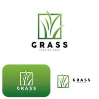 Green Grass Logo Design, Farm Landscape Illustration, Natural Scenery Vector