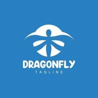 Dragonfly Logo, Flying Animal Design, Vector Simple Line Style, Icon Symbol Illustration